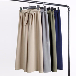 Xia Nu's new high waist is thin and loose waist lace, bowl, wide leg pants female nine -point pants casual straight pants
