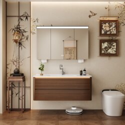 Bathroom Cabinet with Antique-Style Ceramic Integrated Basin, Bathroom Sink, Smart Mirror Cabinet, Washbasin, and Sink Cabinet Combination