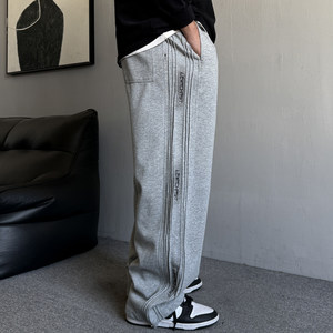 
Spring and summer American casual handsome striped letter gray sweatpants men's straight loose drawstring sports wide-leg pants