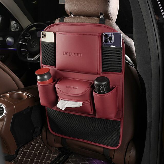 Car chair back storage bag hanging bag leather car chair back storage ...