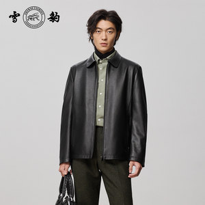 
Snow Leopard counter same style 25 new first layer deerskin old money style genuine leather jacket men's coat lapel leather jacket