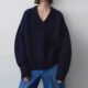 Row wool sweater female spring and autumn minimalist wind design thickened warm V -neck soft glutinous cashmere coat sweater