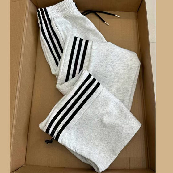 
2025 New Autumn and Winter Striped Velvet Pants Straight Leg Loose Draping American Style Handsome Sports Casual Pants Trendy