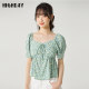 Highday Xuanri 2024 summer new square collar bow tie top for women short-sleeved retro floral shirt