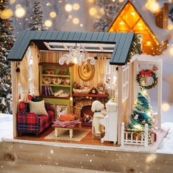 Zhiquwu DIY Little House Forest Blue Time Handmade Wooden House Assembly Model Toy Christmas Gift for Girls
