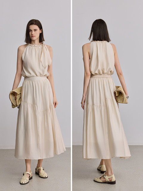 LILY2025 summer new women's clothing modal blend simple draping loose casual and versatile A-line skirt skirt
