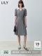 LILY summer new urban commuter pleated skirt contrasting color POLO collar high-end V-neck slim dress