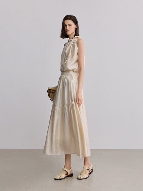 LILY2025 summer new women's clothing modal blend simple draping loose casual and versatile A-line skirt skirt
