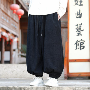 
Chinese style men's retro casual harem pants autumn and winter corduroy large size bloomers loose wide-leg trousers