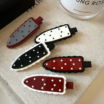 Retro polka dot duckbill clip bangs clip girl simple hair clip side broken hair clip versatile temperament hair clip hair accessories