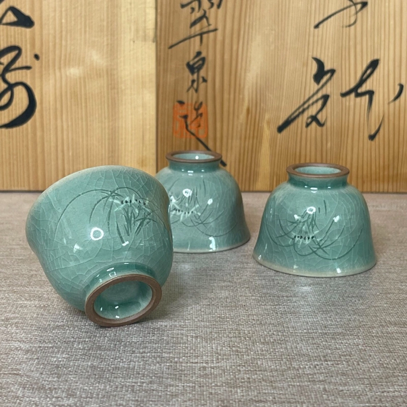 青瓷高丽金世龍世昌三只茶杯汤吞茶碗主人杯茶具茶道具陶瓷瓷器-Taobao
