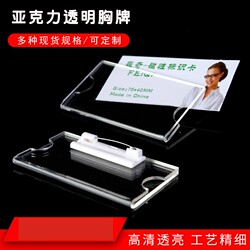 Transparent Acrylic Name Tag with Replaceable Insert Paper, Badge Clip, Magnetic Buckle, Work Id Card Holder, Business Card Holder