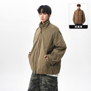 
American high street reversible cotton coat men's winter thickened reversible cotton coat stand collar couple bread suit