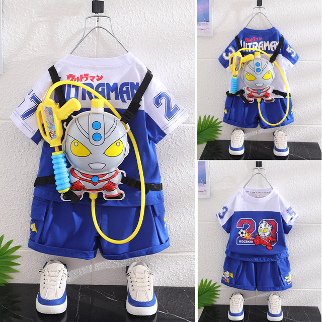 Ultraman clothes boys summer suit 2024 new baby sports small children ...