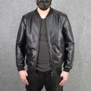 
Imported lychee pattern yellow cowhide genuine leather leather jacket for men's slim baseball uniform new style to make you look slim