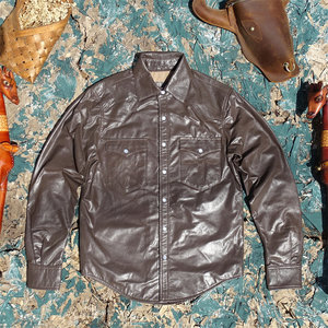 
Ultra-thin 0.4mm YKK beaded buttons imported from Italy with small goatskin genuine leather jacket men's shirt