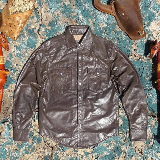 
Ultra-thin 0.4mm YKK beaded buttons imported from Italy with small goatskin genuine leather jacket men's shirt