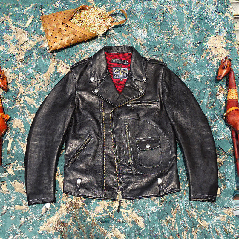 New Cable-Stayed J24 Classic Motorcycle Style Leather Jacket for 