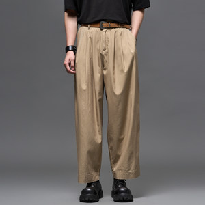 Quality Lyocell Tencel Japanese retro old money style wide leg loose harem pants casual men's lazy trousers