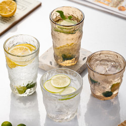 Glacier-Patterned Glass Cup for Home Use, Summer Beer Cup, Milk Tea Cup, Stylish and Aesthetically Pleasing Drinking Cup