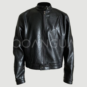 
Retro motorcycle jacket boxy men's American motorcycle leather jacket autumn and winter PU slim and high casual and versatile collar jacket