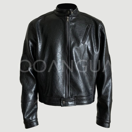 
Retro motorcycle jacket boxy men's American motorcycle leather jacket autumn and winter PU slim and high casual and versatile collar jacket
