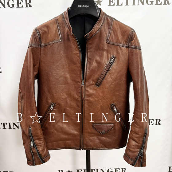 Genuine leather jacket for men's venom jacket for batik lambskin thickened autumn and winter new motorcycle retro short stand collar jacket
