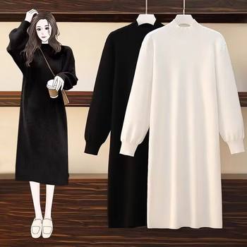 women's black large size velvet dress