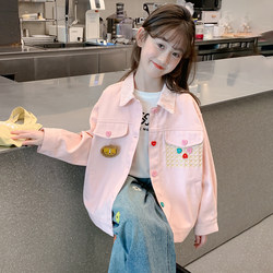 Girls' Jacket Spring and Autumn 2026 New Stylish Children's Autumn Outfit Little Girl's Jacket Top with Lapel