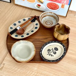 Hand-Painted Pottery by the Boss Lady of Man Life, Vintage Rustic Style, Exquisite One-Person Dining Set, High-End Serving Dishes