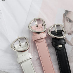Korean Retro Black Heart-Shaped Women's Belt Thin Girly Peach Heart Belt Student Cute Decorative Belt Versatile Trendy