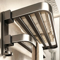 Bathroom Towel Rack, Punch-Free Storage Rack, Toilet Wall-Mounted Towel Rack, Hanging Rod, Clothes Storage Rack