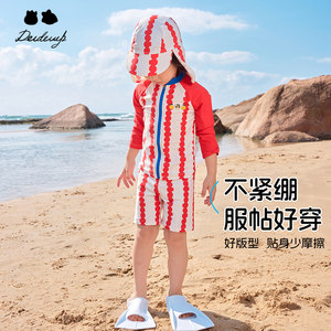 
Deideiup children's long-sleeved shorts split swimsuit sun protection without pocket water soaking hot spring equipment play beach suit