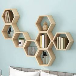 Hexagonal Grid Wall Shelf Campus Cultural Wall Decoration Rack Simple Bedroom Study Wall-Mounted Display Rack