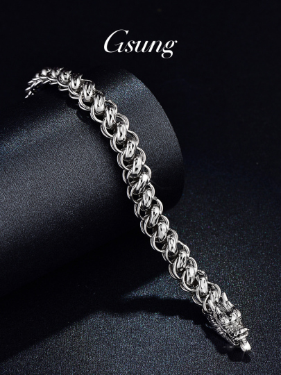 ブレスレットプラチナ950 Gsung Pt950 プラチナ製メンズブレスレット - タイチェーンデザイン