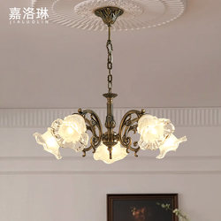 Caroline American-Style Retro High-End Bronze Brass Dining Room Chandelier French Bedroom Candle Lamp All-Copper Foyer Lamp