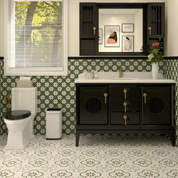 Trendy and Popular 300X300 Green Small Floral Tiles for Bathroom Walls and Floors, Entryway, and Balcony