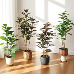 Artificial Green Plants, Artificial Rubber Tree Potted Plants, Indoor Living Room, Entrance Hall, Shop, Guesthouse Floor-Standing Decorative Ornaments