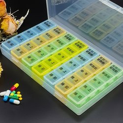 Pill Box for One Week, Morning, Noon, and Evening, 5 Meals a Day, before and after Meals, Large Capacity, 7-Day Medication Organizer with 35 Compartments