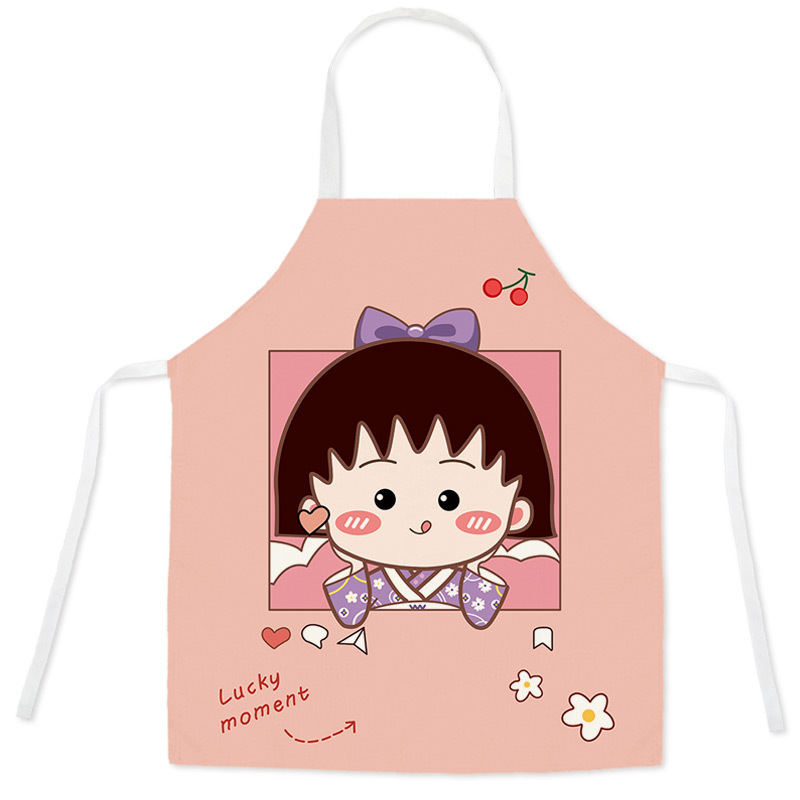 ちびまるこちゃんエプロン - かわいいさくらんぼデザイン - 大人