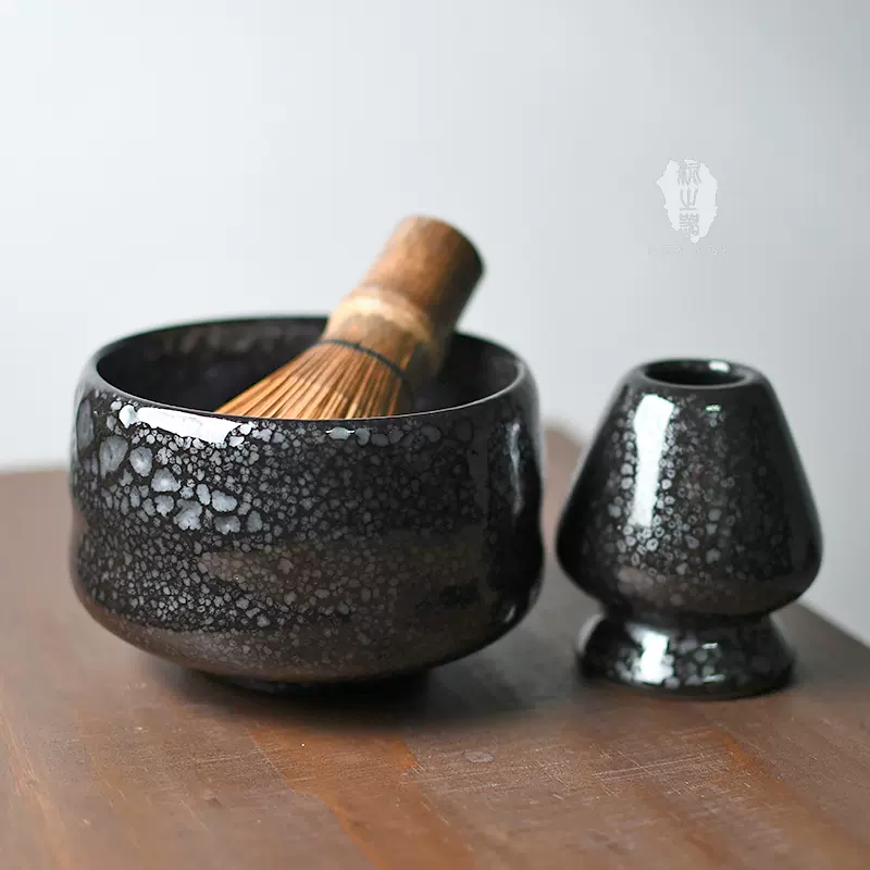 泥之器粗陶日式白釉鐵粉抹茶碗陶瓷復古侘寂茶道點茶碗茶立套裝-Taobao