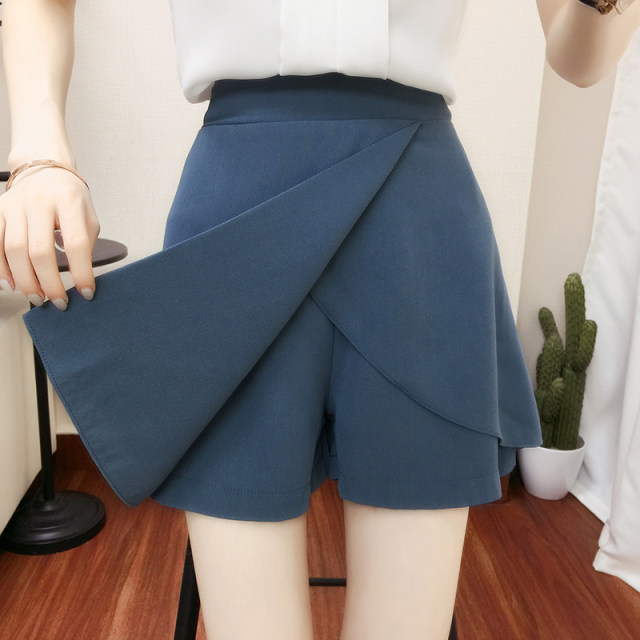 Fat mm plus size half-body short skirt pants summer women 2024 new ruffled a-line skirt versatile wide-leg skirt 200 Jin [Jin equals 0.5 kg]
