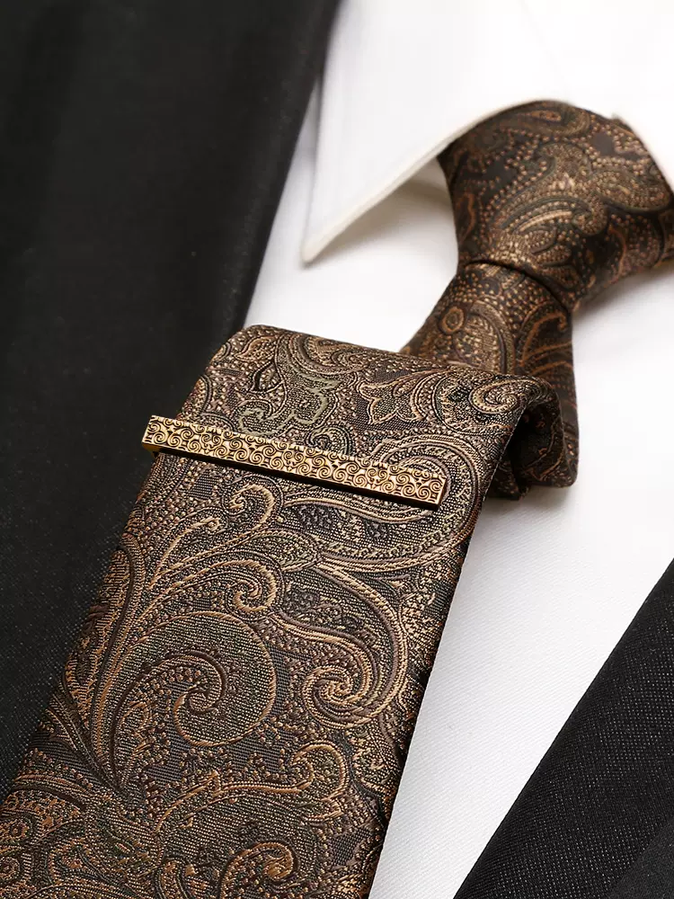 领带男士复古棕色花纹古着宽版百搭韩版休闲高级感商务结婚新郎潮
