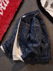 Boys' Denim Tops Big Children's Tops 2025 Spring and Autumn New Children's Spring Clothes Handsome and Fashionable Boys' Clothes Trendy Brand