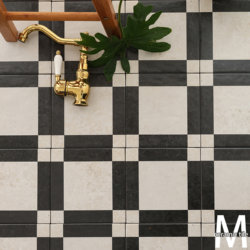 French Black and White Flower Tiles Antique Tiles Bathroom Bathroom Kitchen B&B Hotel Cafe Non-Slip Floor Tiles