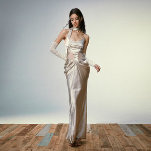 4muggle original sexy pure color fish bone skirt sleeveless dress summer high waist tail skirt/devil horn hot girl