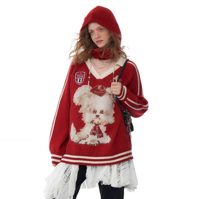 Serious Zizifei plaid jacket/V -neck sweater
