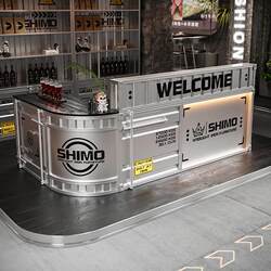 Industrial Style Wrought Iron Bar Counter Cash Register Counter Milk Tea Shop Cafe Container Retro Bar Reception Desk