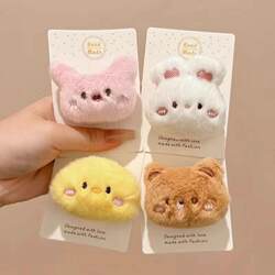 Cute Cartoon Bear, Frog, Plush, Sweet Hair Clips, Headwear, Rabbit, Cat, Quirky Cookie Bangs Clips, Side Clips