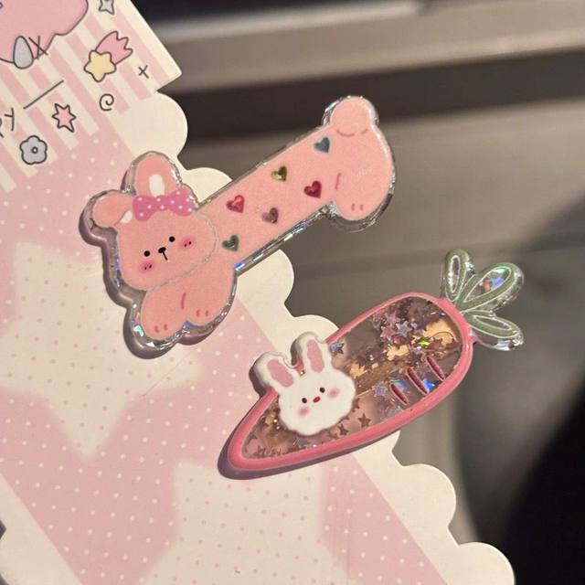 
Cute bunny carrot hairpin, sweet ins girl duckbill clip, cartoon side bangs clip, sweet girl hairpin